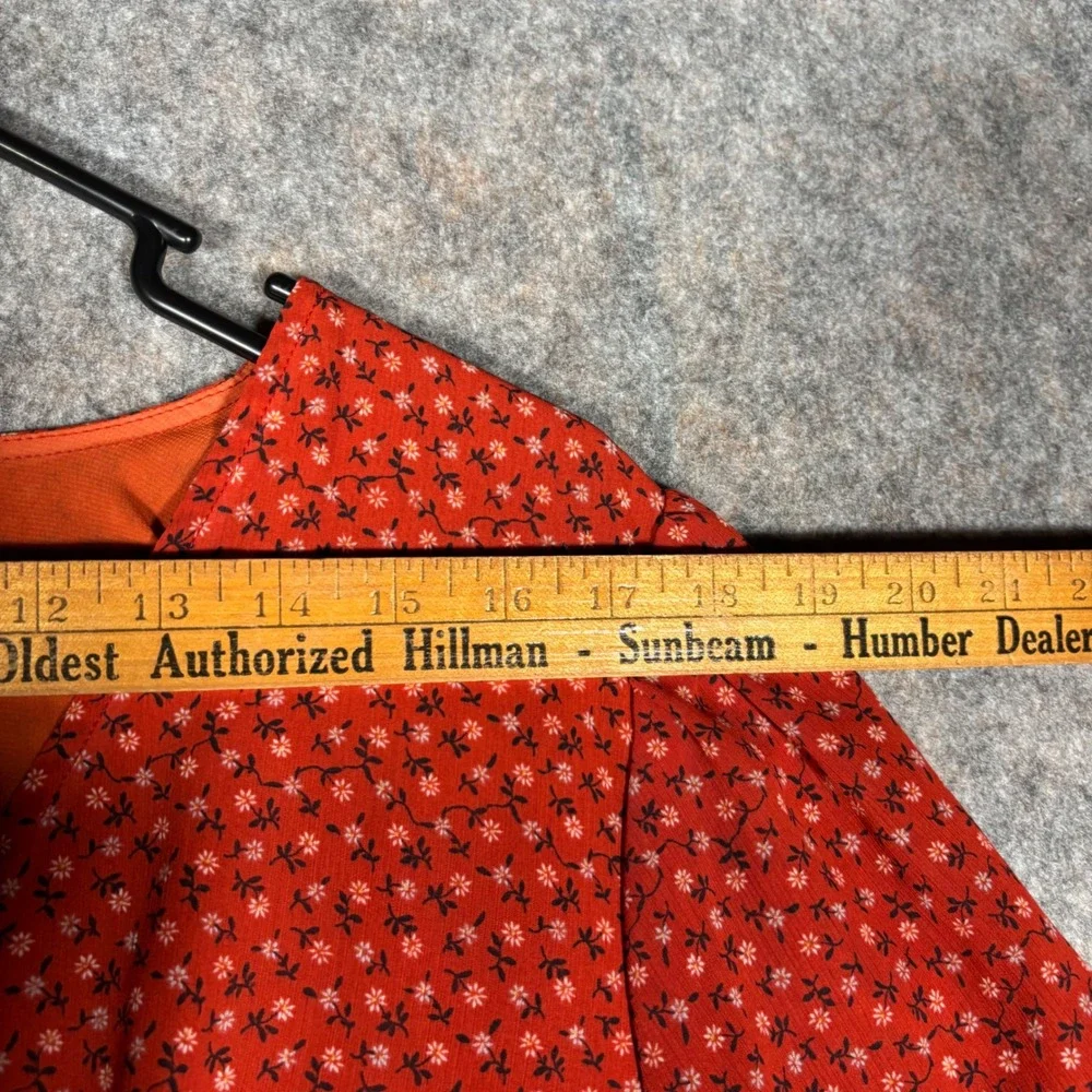 Madewell Floral Smocked Wrap Top Womens XL Orange Long Sleeve Peplum NG918